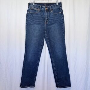 J.Crew Essential Straight Jeans Blue Dark Wash High Rise Denim 27